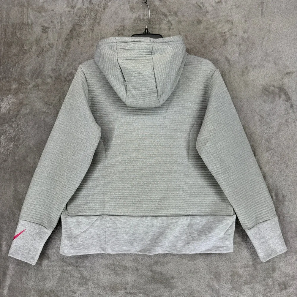 Nike Womens Dri-FIT‎ Ribbed Pullover Training Hoodie Grey 860136-063 Size L